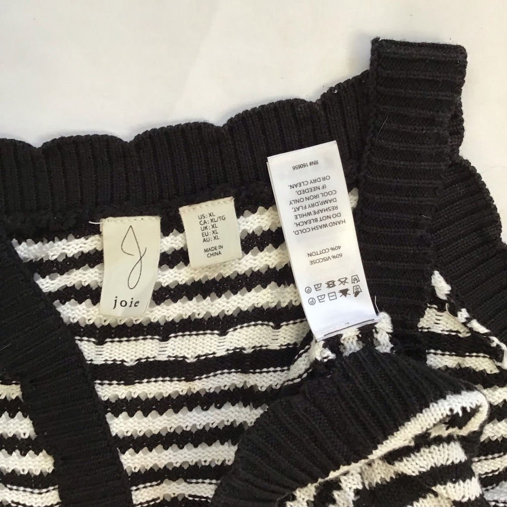 Joie Women Elegant Black White Monochrome Striped Knit Crochet Maxi Dress XL - Picture 11 of 11